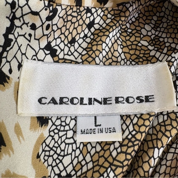 CAROLINE ROSE Vintage 100% Silk Long Tunic Blouse Top Shirt Leopard Snakeskin L - Picture 15 of 17